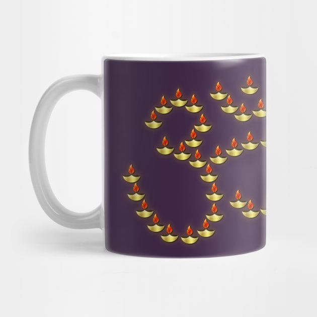 Diwali Gold Deepa in Om Symbol Bright Burgundy by HolidayBug